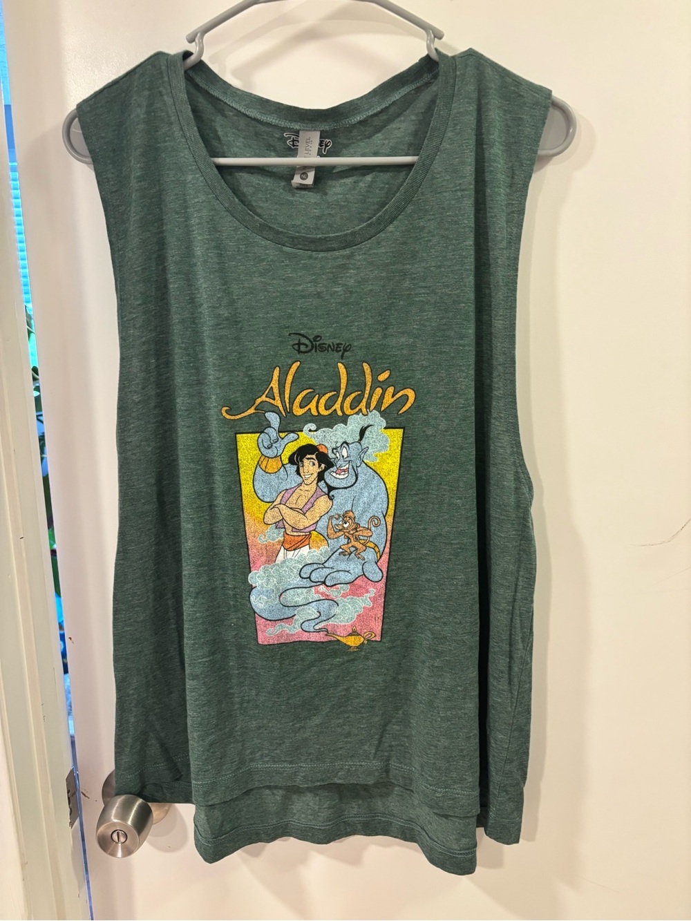 Disney Aladdin Graphic Tank - Heather Forest Green with Multicolor Print